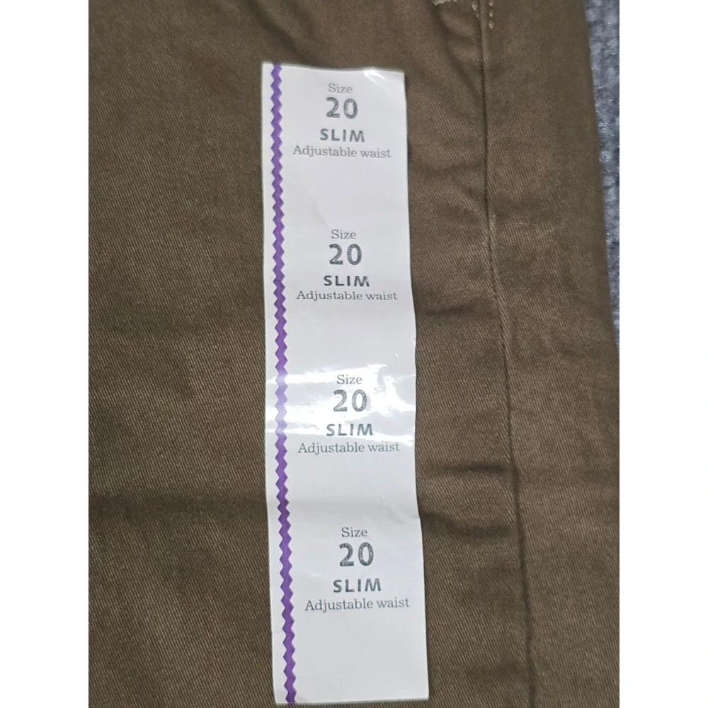 Isaac Mizrahi New York Boys Olive Cotton Stretch Slim Fit Flat Front Pants Sz 20